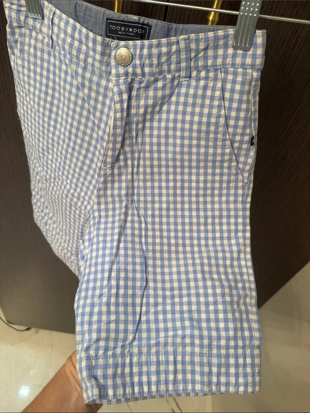 Toobydoo Light Blue and White Gingham Kids Shorts